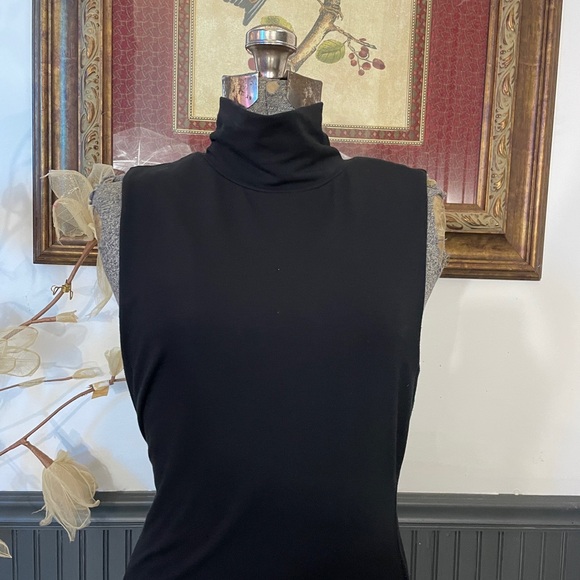Good American Black Turtleneck Sleeveless Slit Sexy LBD Midi Dress Sz 3/L 🧡🎀 - Picture 6 of 14
